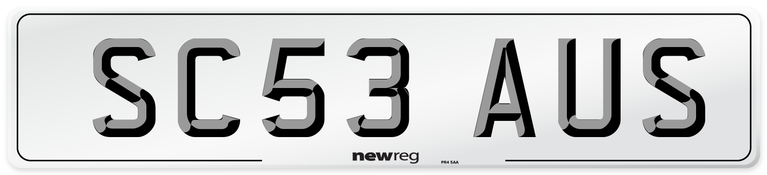 SC53 AUS Number Plate from New Reg